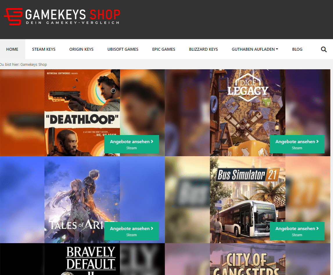 Gamekeys-shop: preiswerte Keys