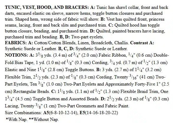 Schnittmuster Cosplay Bogenschütze McCalls M2080 A5 6-14 (Gr. 32-40) Englische Anleitung 8 4039cb356d41aa8363e6e1236b7d4d94