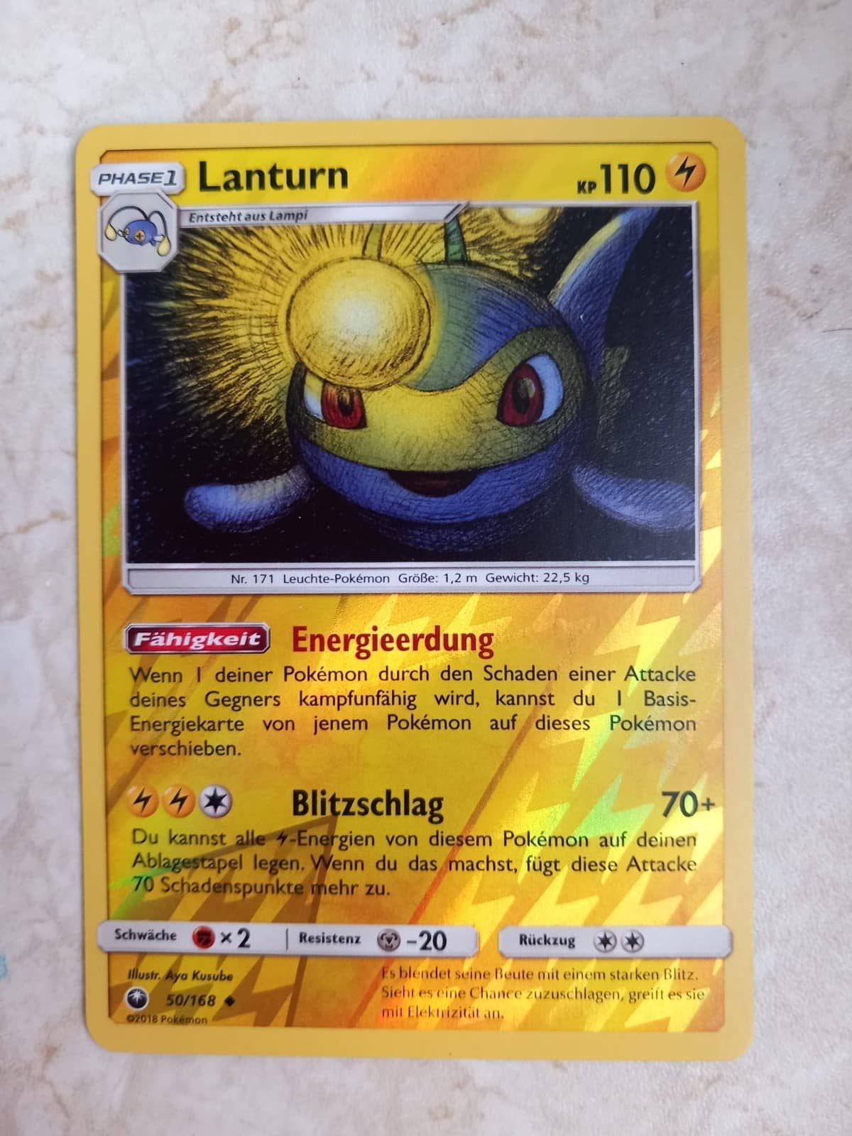 10 verschiedene Pokemonkarten mit Lanturn 50/168 Re-Holo Sturm am Firmament 1 b26732e5244f21d331593a82989329f9