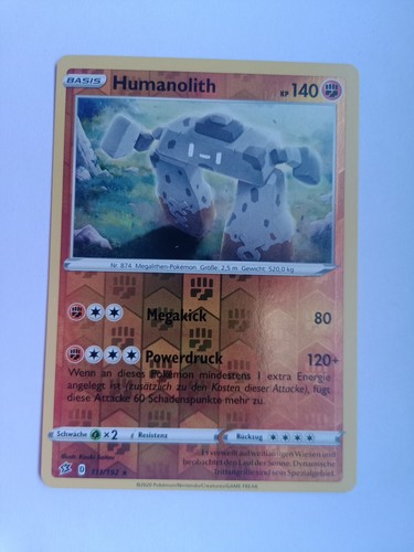 Pokémonkarte Humanolith 111/192 re-Holo Clash of The Rebels 1 598e669add9cb6b97126282b80a21d5c