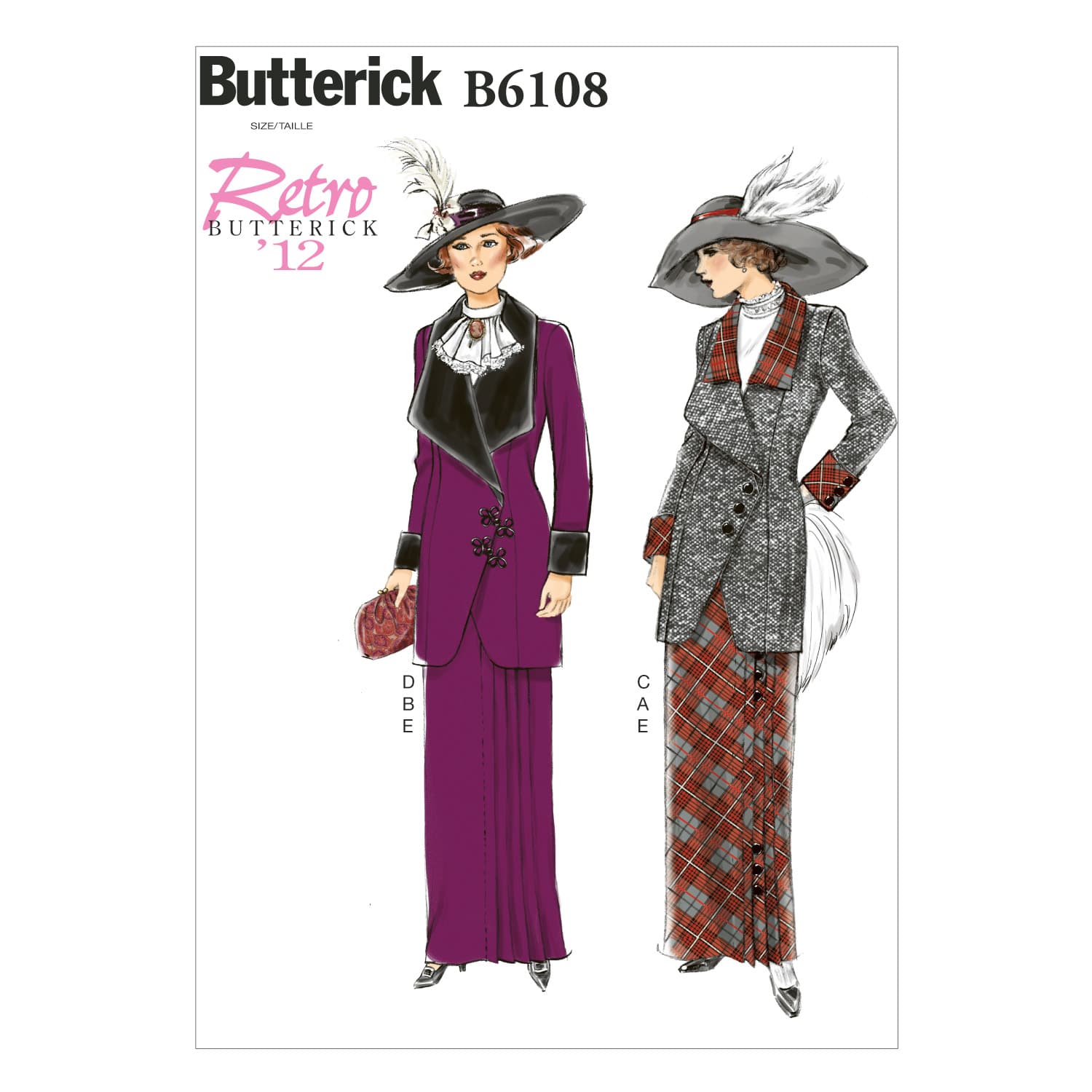 Schnittmuster Historisches Damenkostüm Butterick B6108 E5 14-22 (Gr. 40-48) Dt.